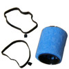 Direct Replacement Engine Service Filter Kit With Engine Oil for Freelander 1 Td4, including blue cylindrical oil filter and two black rubber gaskets.