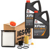 JGS 4X4 Engine Service Filter Kit With Engine Oil & Modified Breather for Freelander 1 Td4, image of a comprehensive engine maintenance kit including filters, engine oil bottles, and related parts.