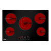 Baridi Integrated Ceramic Hob with 5 Cooking Zones 77cm - Black Glass
