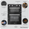 90cm Built-In Double Oven, 88L Capacity, Energy Rating A - Black