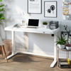 Dellonda Single Motor Ultra-Quiet Electric Desk with Control Panel, USB Port & Drawer - White Desktop