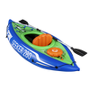 Dellonda Inflatable One-Person Kayak/Canoe Set with Pump, Carry Bag & Aluminium Oar - Blue/Green