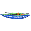 Dellonda Inflatable One-Person Kayak/Canoe Set with Pump, Carry Bag & Aluminium Oar - Blue/Green