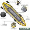 Dellonda Inflatable 2-Person Kayak/Canoe Set with Pump, Carry Bag & 2 Oars - Blue/Yellow/White