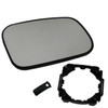 Direct Replacement Wing Mirror Glass & Mount Right Hand Heated for Discovery 2, image of a replacement side mirror glass with a mounting frame and a small attachment clip.