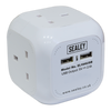 1.4m Extension Cable Cube 4 x 230V & 2 x USB - White