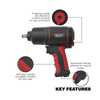 Generation Composite Twin Hammer Air Impact Wrench 1/2"Sq Drive - GSA6006