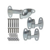 Britpart Rear End Door Hinge Kit With Stainless Steel Fittings for Defender, including hinges, bolts, nuts, and washers, for vehicle door repair.