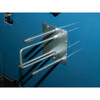Britpart Spare Wheel Carrier Rear Door Mounted for Defender, sturdy metal support with mounting plate and tubular bars, used for mounting spare wheel on Defender rear door.