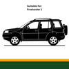 Direct Replacement Windscreen Wiper Blade Set Front & Rear for Freelander 1, image showing black wiper blades designed for front and rear windshield installation.