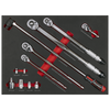Premier Ratchet, Torque Wrench, Breaker Bar & Socket Adaptor Set with Tool Tray 3/8"Sq & 1/2"Sq Drive 12pc