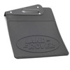Genuine Land Rover Genuine Rear Mud Flaps - LR055340 LR055332 for Defender 90 TD5 TDCi Puma, a black mud flap with the embossed Land Rover logo and mounting bracket.