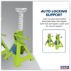 Ratchet Type Axle Stands (Pair) 2 Tonne Capacity per Stand - Hi-Vis Green