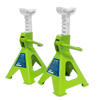 Ratchet Type Axle Stands (Pair) 2 Tonne Capacity per Stand - Hi-Vis Green