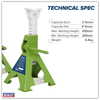 Ratchet Type Axle Stands (Pair) 3 Tonne Capacity per Stand - Hi-Vis Green