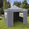 Dellonda Premium 3x3m Pop-Up Gazebo & Side Walls, PVC Coated, Water-Resistant Fabric with Carry Bag, Rope, Stakes & Weight Bags - Grey