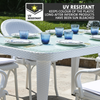 Dellonda Weather-Resistant Polypropylene/Fibreglass Dining Table with Tempered Glass Top - Ivory White