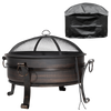 Dellonda Deluxe 2-in-1 Outdoor Fire Pit/Coffee Table with Drawstring Cover 93cm Antique Bronze Effect