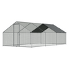 Dellonda Walk-In Galvanized Steel Chicken Run with Roof Cover & PVC Coated Chicken Wire - DG280