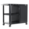 Dellonda BBQ/Plancha Workstation Trolley with Cupboard, Extension Table & Utensil Hooks, Black