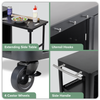 Dellonda BBQ/Plancha Workstation Trolley with Cupboard, Extension Table & Utensil Hooks, Black
