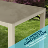 Dellonda Fusion Aluminium Garden Dining Table with Tempered Glass & Parasol Hole - Light Grey