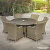 Dellonda Chester Rattan Wicker Round Outdoor Dining Table with Tempered Glass Top - DG67