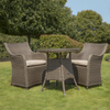 Dellonda Chester Rattan Wicker Outdoor Dining Set with Tempered Glass Tabletop 3pc