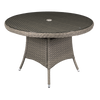 Dellonda Chester Rattan Wicker Round Outdoor Dining Table with Tempered Glass Top - DG66