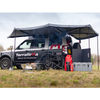 Terrafirma Terradactyl 2.0m 270 degree awning set up on vehicle with camping setup and full shelter coverage