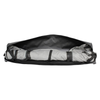 Shower awning folded inside open storage bag showing internal frame