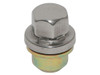 Direct Replacement Alloy Wheel Nut Stainless Steel Capped x5 for Discovery & Defender, close-up of a shiny steel wheel nut with cap. Direct Replacement Alloy Wheel Nut Stainless Steel Capped x5 for Discovery & Defender, close-up of a shiny steel wheel nut with cap.