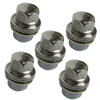 Direct Replacement Alloy Wheel Nut Stainless Steel Capped x5 for Discovery & Defender, five steel wheel nuts with chrome caps for vehicle wheel replacement. Direct Replacement Alloy Wheel Nut Stainless Steel Capped x5 for Discovery & Defender, five steel wheel nuts with chrome caps for vehicle wheel replacement.