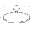 Mintex Front Brake Pads for Discovery 2, technical line drawing showing detailed dimensions of the brake pad.