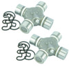 Direct Replacement Universal Joint Front Propshaft UJ x2 for Defender Td5, image of two universal joints with rubber seals and retaining clips.