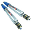 Terrafirma Set of Terrafirma Pro-Sport Front and Rear Shock Absorbers Plus 2 inch for Defender & Discovery 1, silver shock absorbers with blue mounting tops and black and gold suspension mounts. Terrafirma Set of Terrafirma Pro-Sport Front and Rear Shock Absorbers Plus 2 inch for Defender & Discovery 1, silver shock absorbers with blue mounting tops and black and gold suspension mounts.