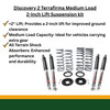 Terrafirma Medium Load, 2-Inch Suspension Lift Kit for Discovery 2, with coil springs, shock absorbers, and mounting hardware.