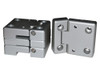 Britpart Aluminium Front Door Hinge Kit for Defender, metallic silver hinges for vehicle doors.