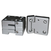 Britpart Aluminium Front Door Hinge Kit for Defender, metallic silver hinges for vehicle doors.