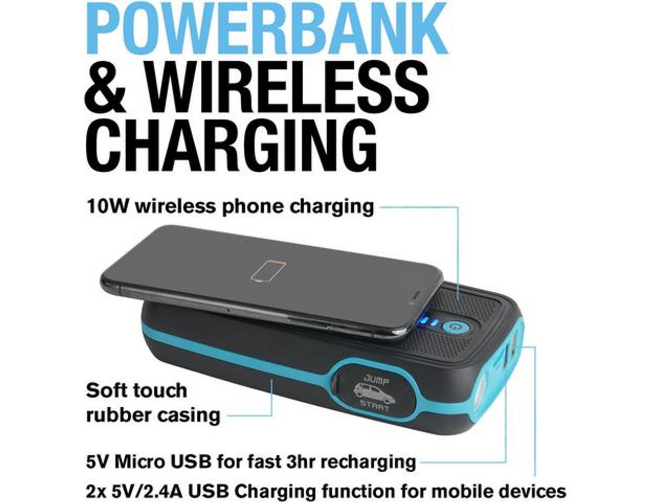 Ring Lithium Jump Starter With Wireless Power Bank