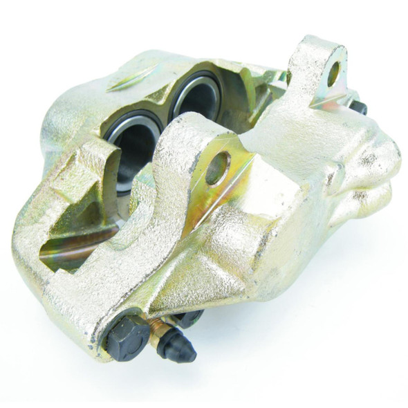 Direct Replacement Front Left Brake Caliper for Discovery 1 300TDi, metallic brake caliper with two pistons and mounting points.