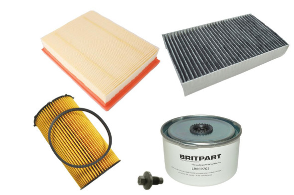 Britpart Engine Service Filter Kit With Engine Oil, components including filters for Discovery 4 2.7 TdV6 Diesel
