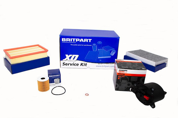 Britpart Engine Service Filter Kit for Freelander 2.2 Diesel, car engine maintenance and replacement parts including oil filter and air filters.