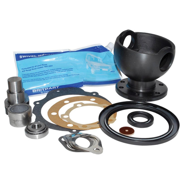 Britpart Swivel Housing Repair Kit with Swivel Housing - DA3167 for Defender, various repair components and gaskets for vehicle maintenance.