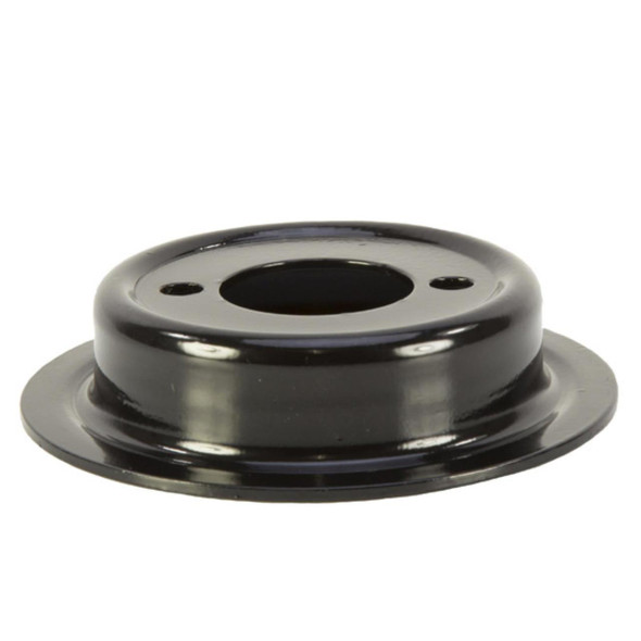 Direct Replacement Rear Coil Spring Seat Mount for Discovery 2, black metal coil spring seat mount with mounting holes.