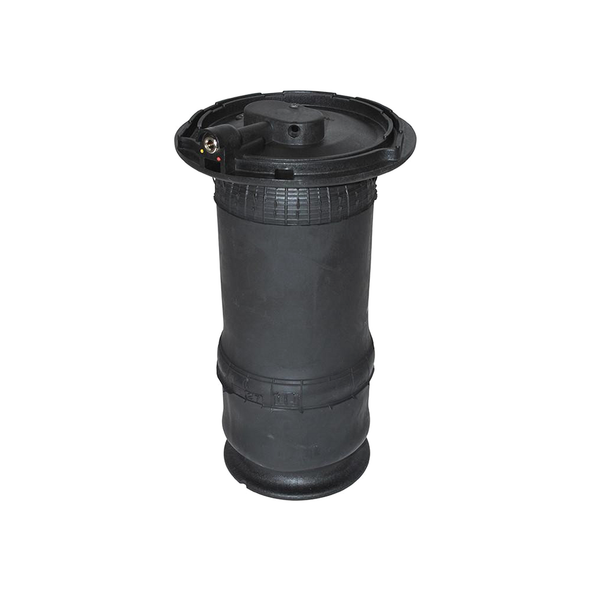 Britpart Range Rover P38 Rear Suspension Air Spring OEM, black rubber air spring with metal top and bottom mounting points for vehicle suspension system.