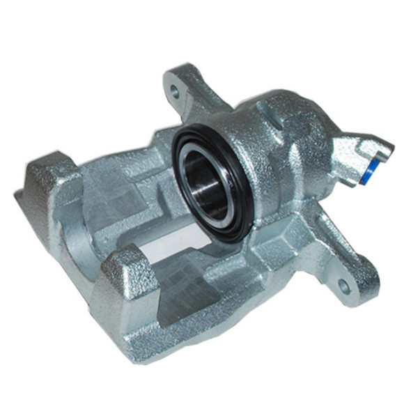 Direct Replacement Rear Right Disc Brake Caliper for Discovery 4, automotive brake caliper part in metallic silver with black rubber seal and mounting brackets.