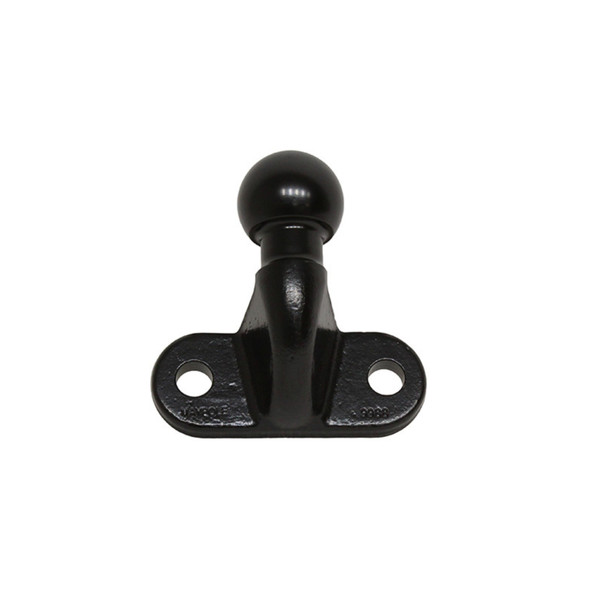 50mm Tow Ball 2 Bolt Flange Mount, black tow hitch ball with flange and two bolt holes for vehicle towing.
