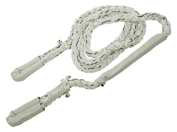 Britpart 4x4 Recovery Kinetic Recovery Rope 5 Metre 12000Kg, white rope with protective sleeves on each end.