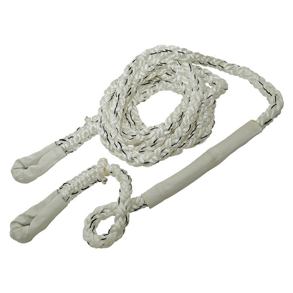 Britpart 4x4 Recovery Kinetic Recovery Rope 8 Metre 12000Kg, white braided recovery rope with reinforced loops for vehicle rescue.